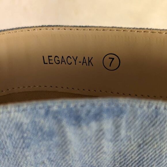 Club Exx Legacy Denim Blue Over the Knee Lace Up Heeled Boots US Size 7 - Picture 7 of 10